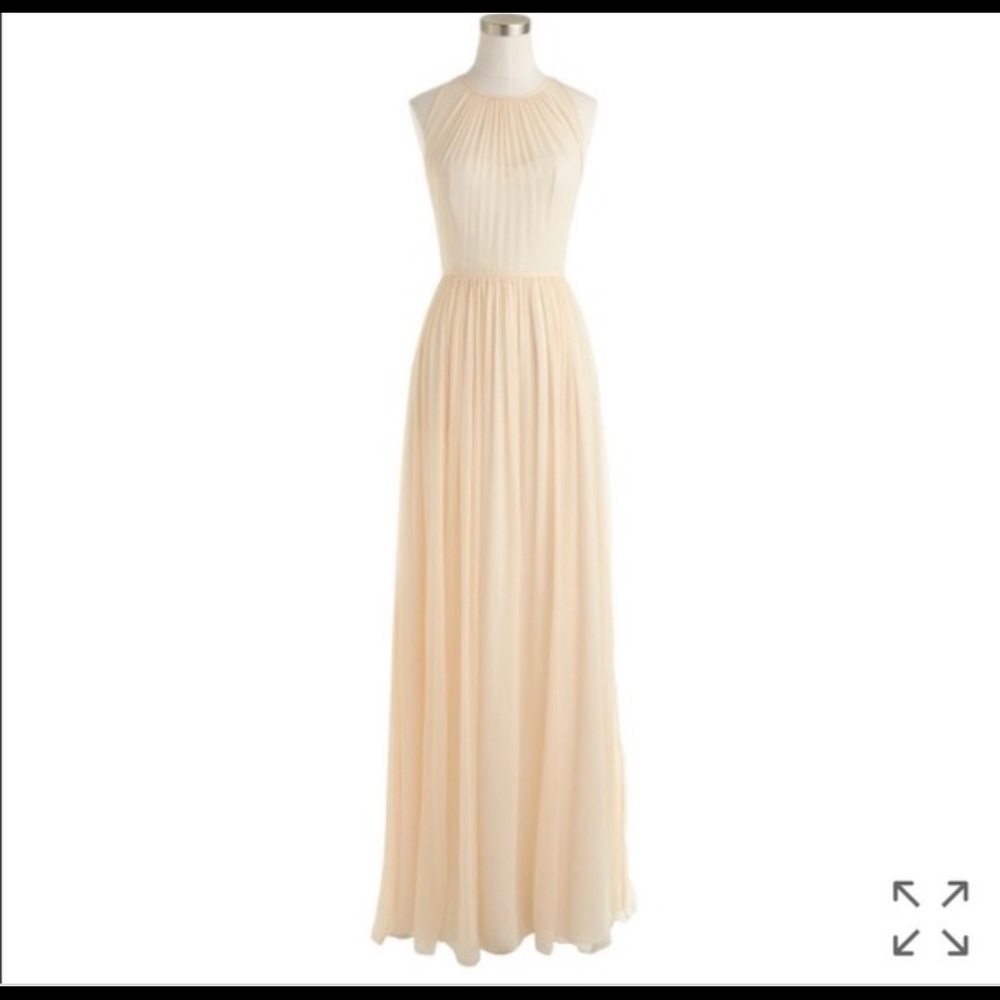 J Crew Megan Long Dress Silk Chiffon Champagne - Picture 1 of 6